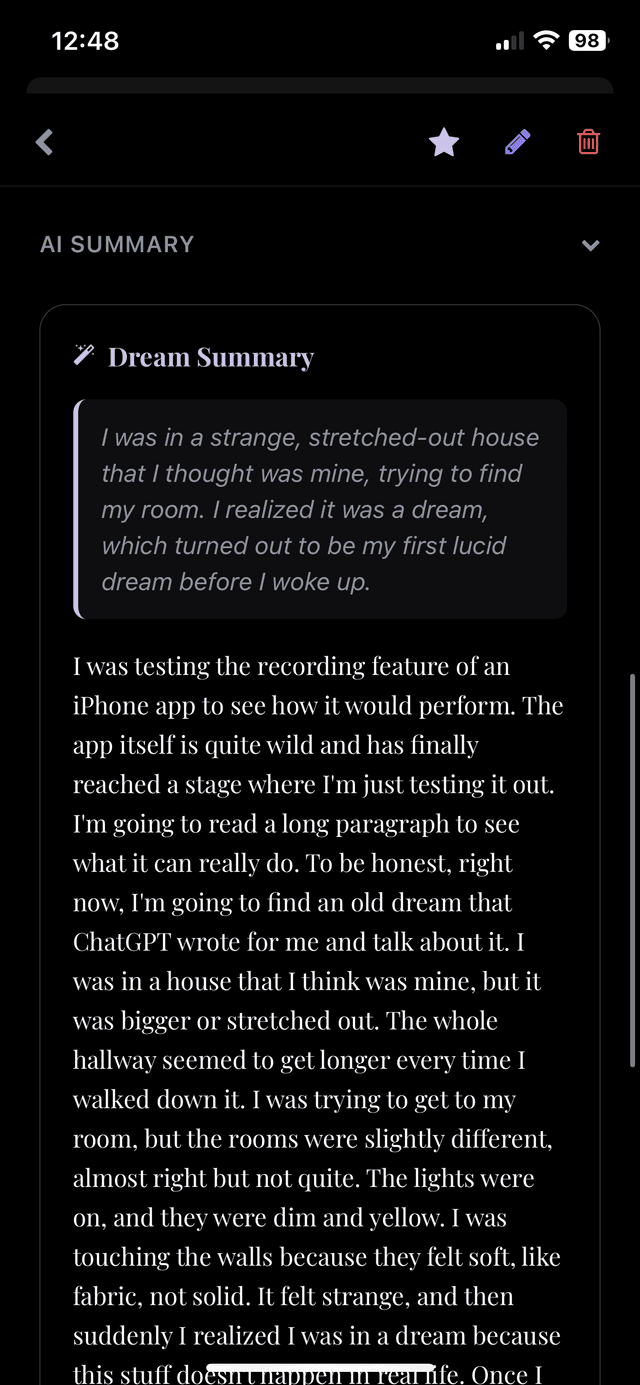 DreamScribe AI summary